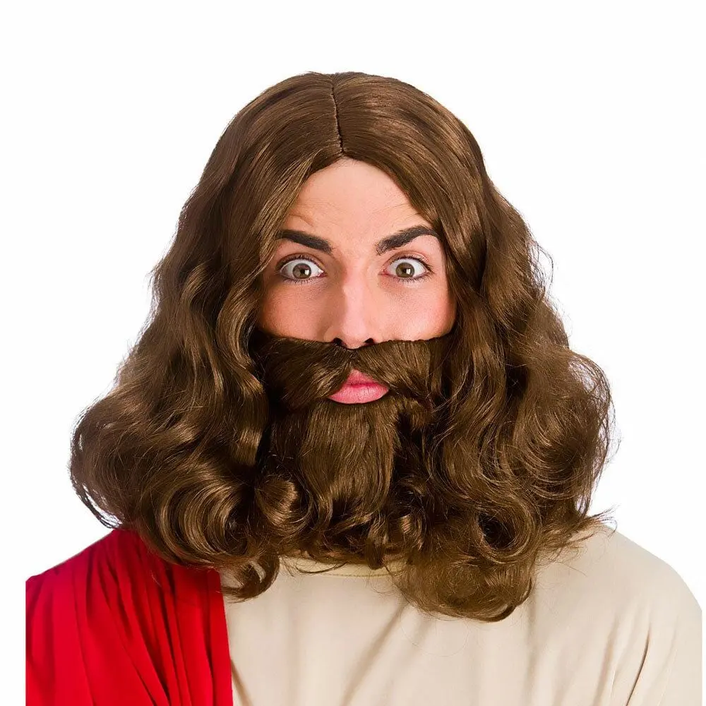 Jesus Bible Religion Christ Wig Beard Set Fancy Dress 1