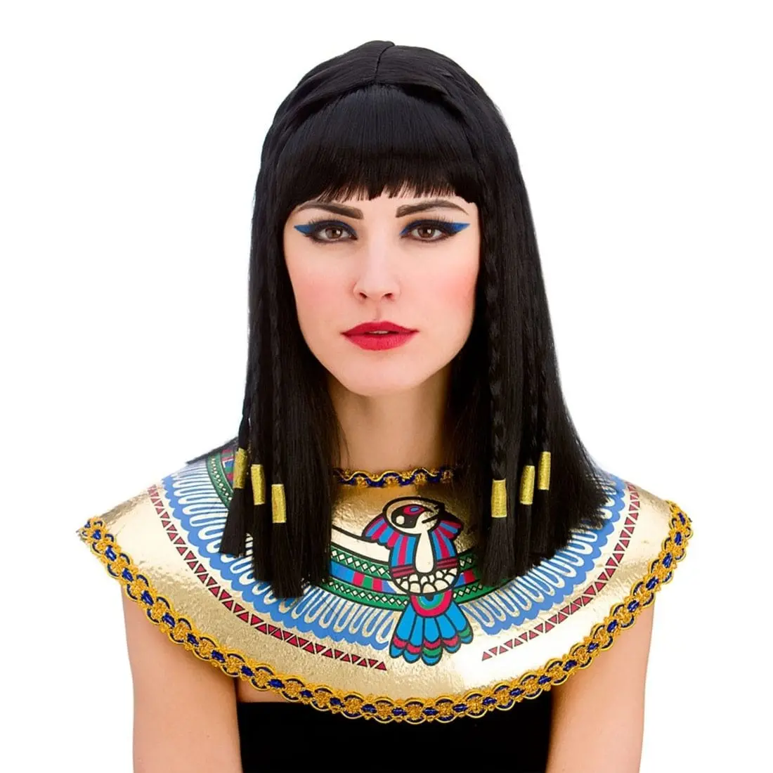 Cleopatra Wig Long Black Straight Hair Egypt Fancy Dress 1