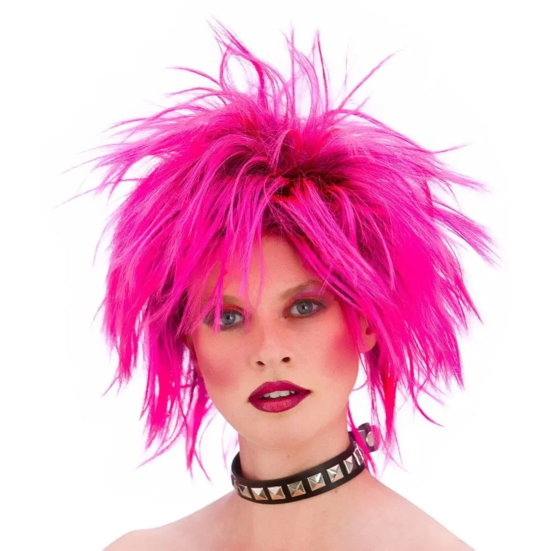Short Pink Punk Rocker Wig 1980S Fancy Dress Halloween 1