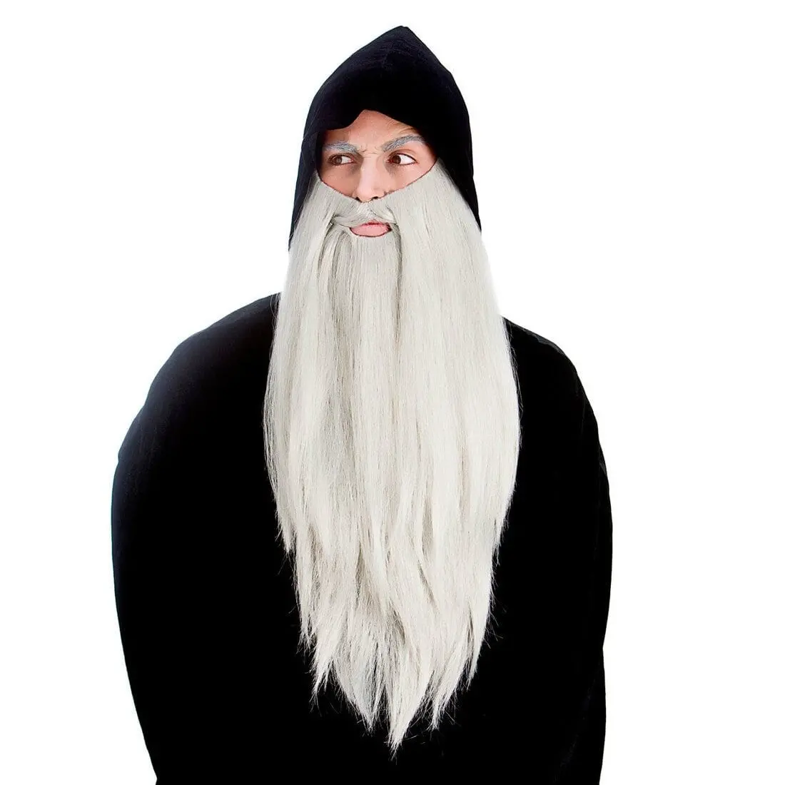 Mens Grey Deluxe Long Beard Halloween Party Accessory 1