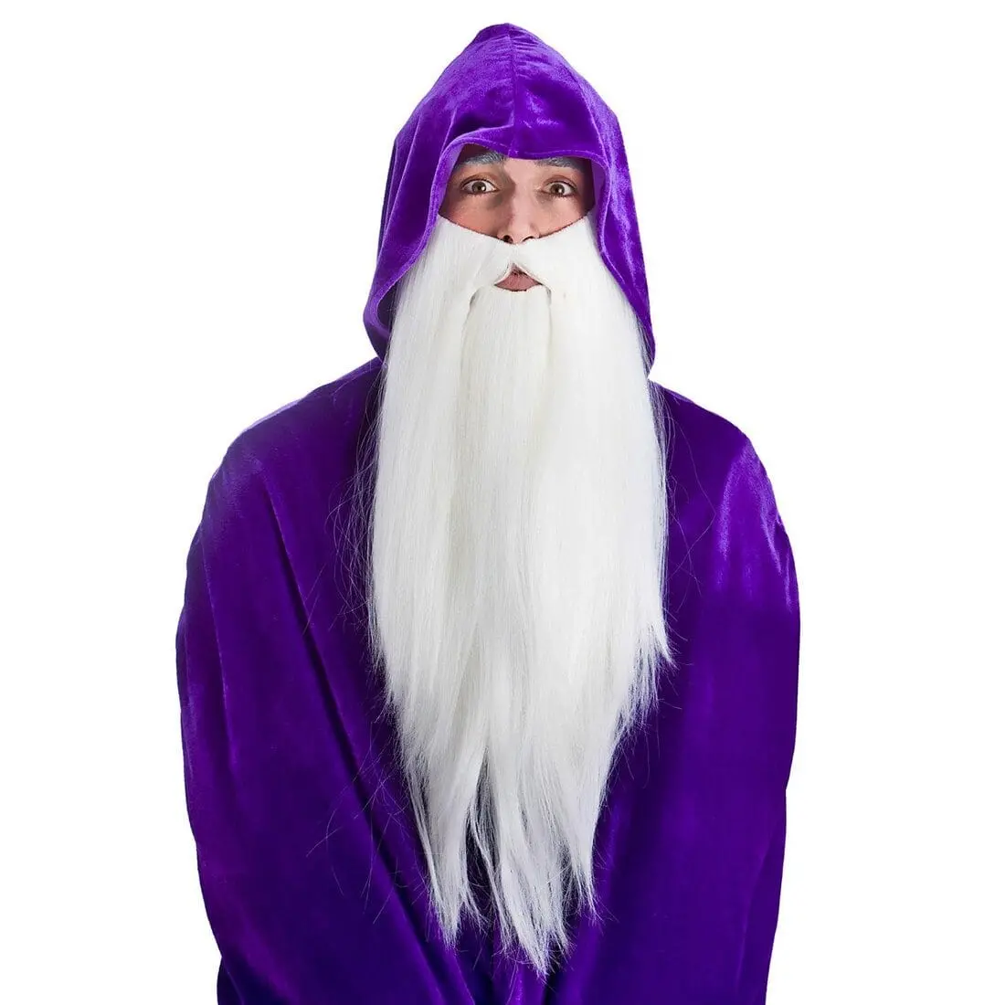 Mens Deluxe Long Plush Thick White Beard Halloween Accessory 1
