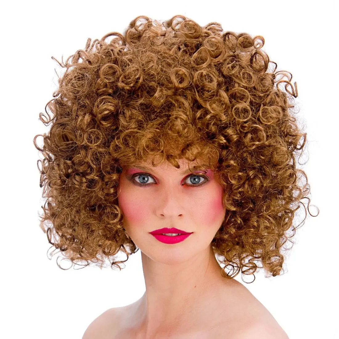 Womens Brown 80S Disco Short Curly Halloween Wig Accessory 1