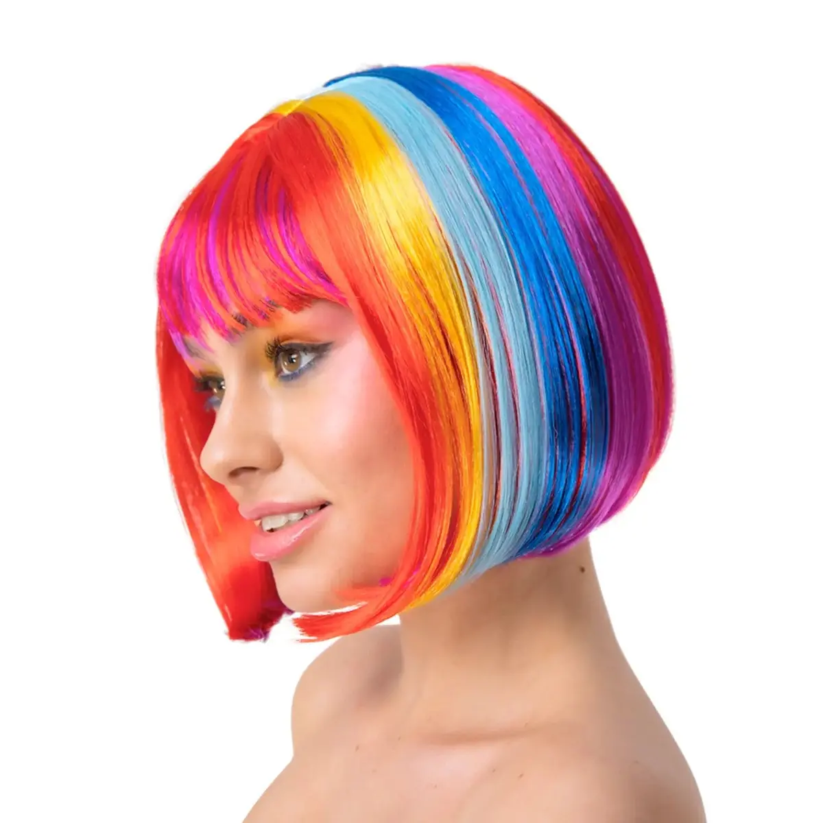 Diva Wig Rainbow Short Pageboy Bob Carnival Pride Festival Hair 1