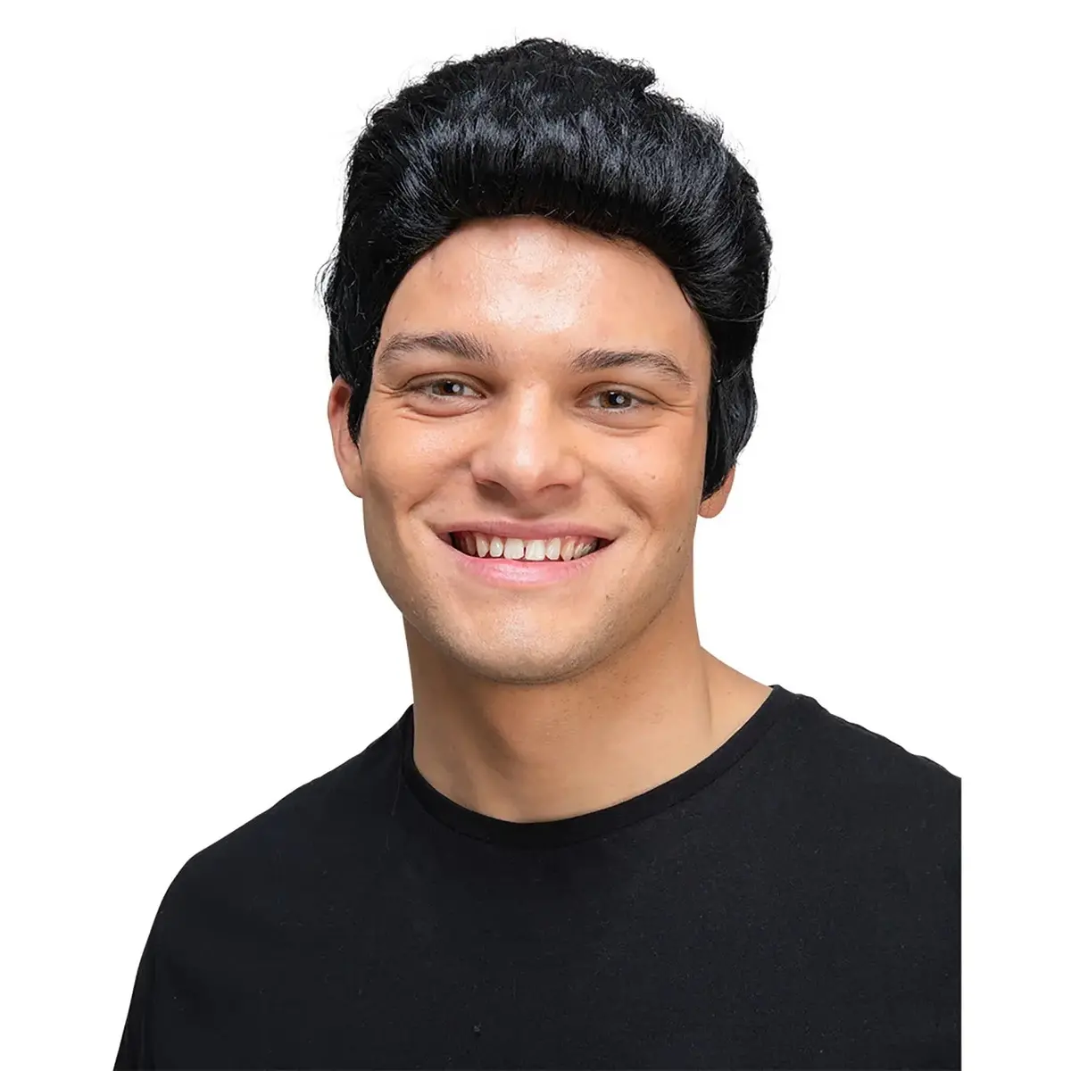 50S Rocker Wig Elvis Greaser Rock Roll Black Hair Fancy Dress 1