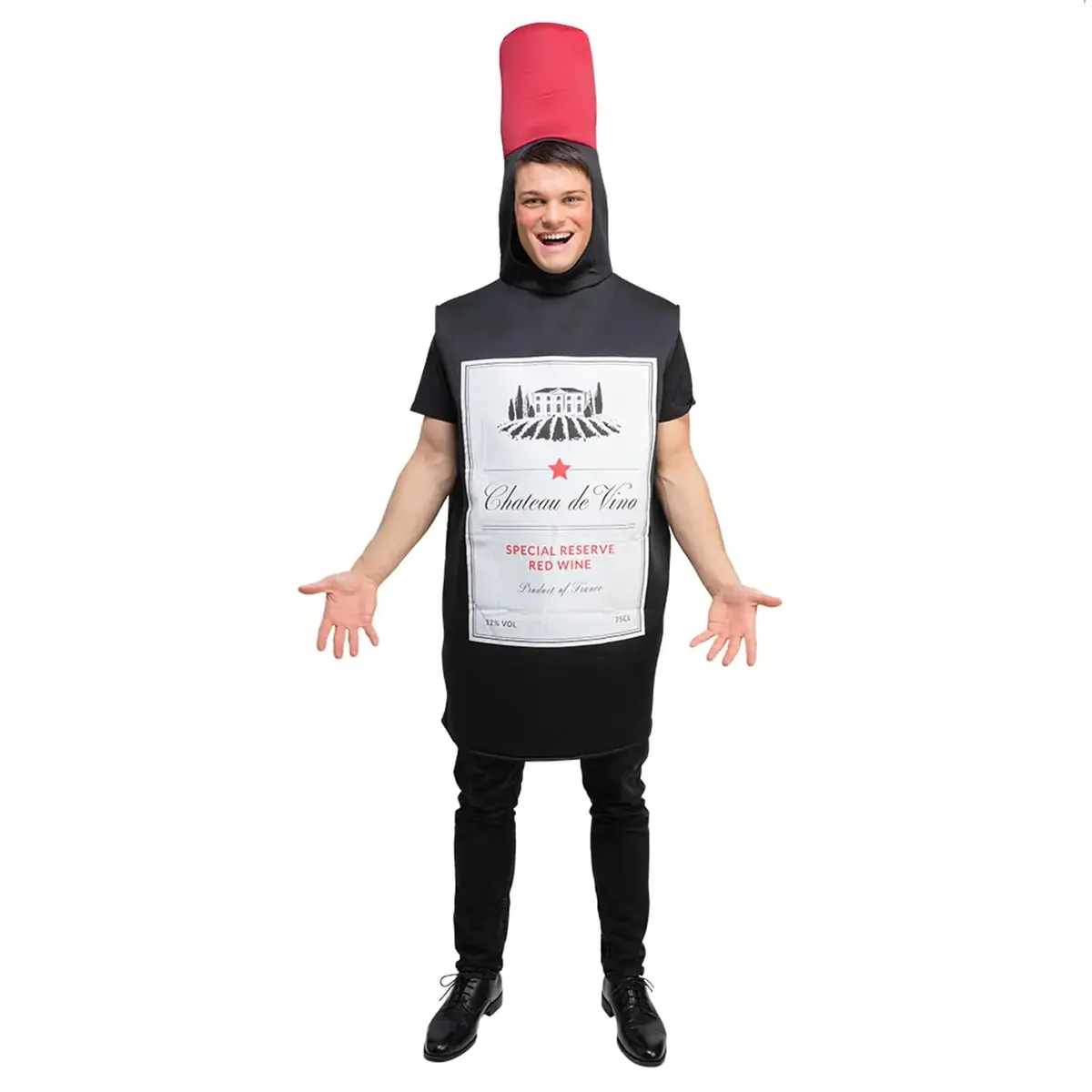 Adults Funny Red Wine Bottle Drink Fancy Dress Costume One Size 1