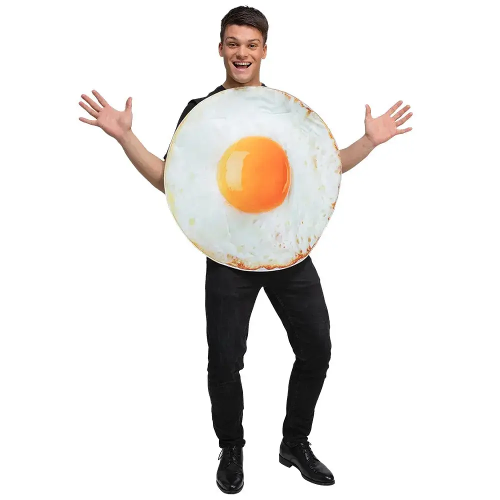 Adults Funny Fried Egg Food Drink Fancy Dress Costume One Size 1