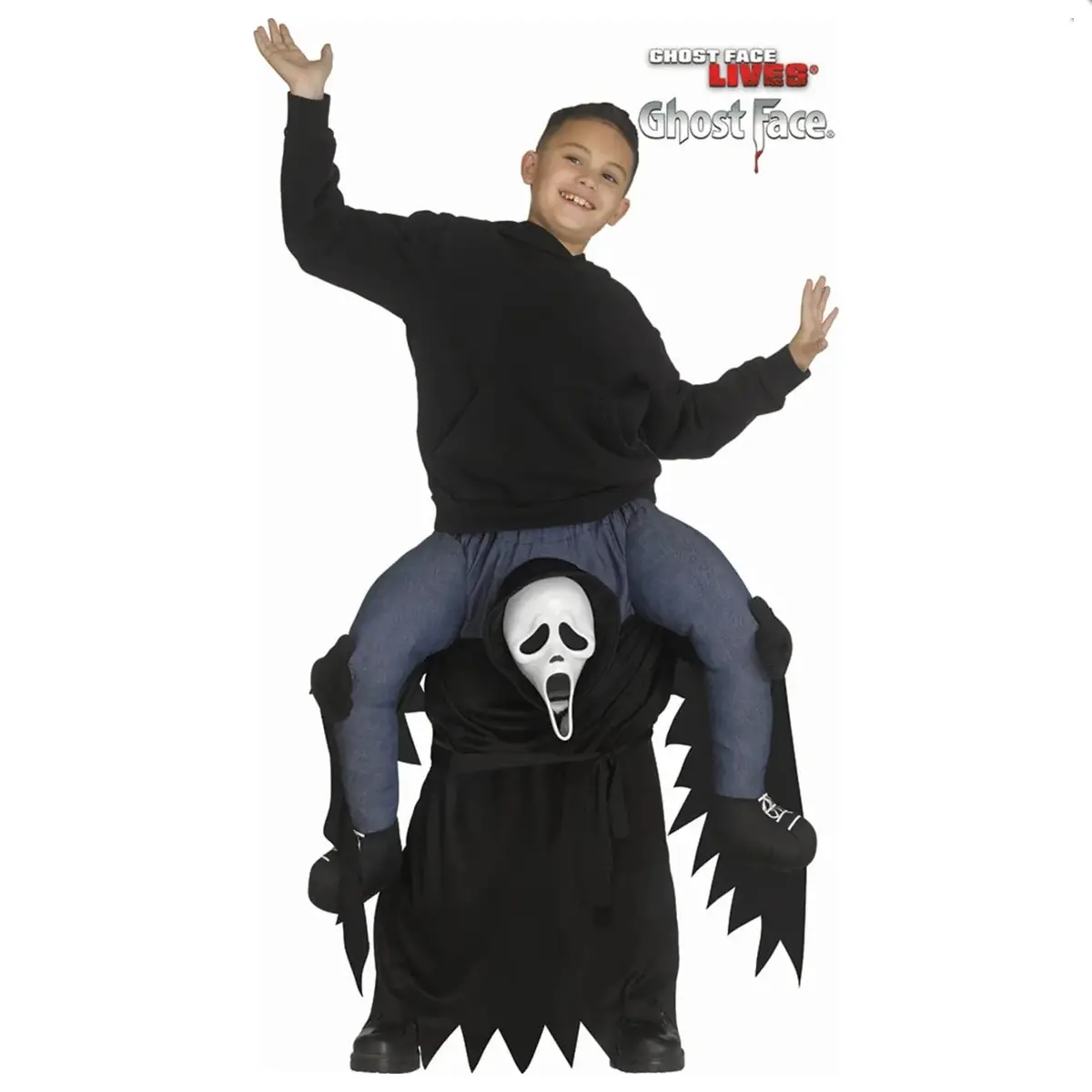 Kids Carry Me Ghost Face Scream Costume Halloween Fancy Dress 1