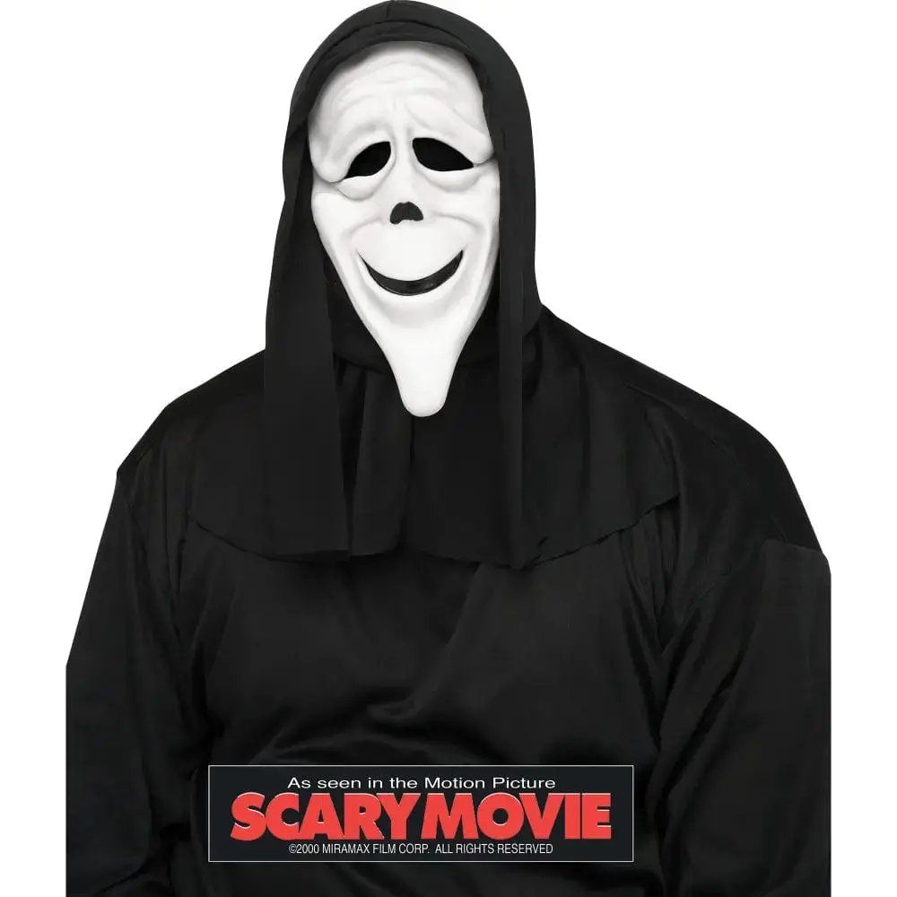 Scary Movie Stoned Spoof Mask With Black Shroud Fancy Dress 1