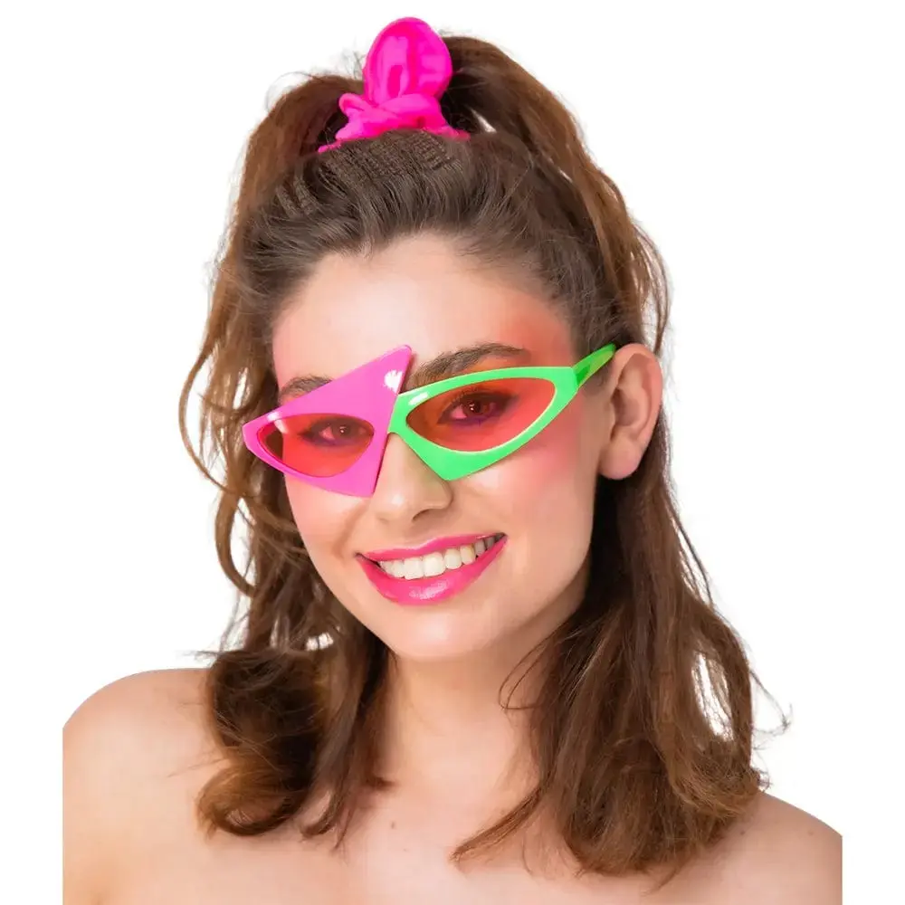 Zig Zag Neon Sunglasses 1980S Shades Fun Fancy Dress Glasses 1