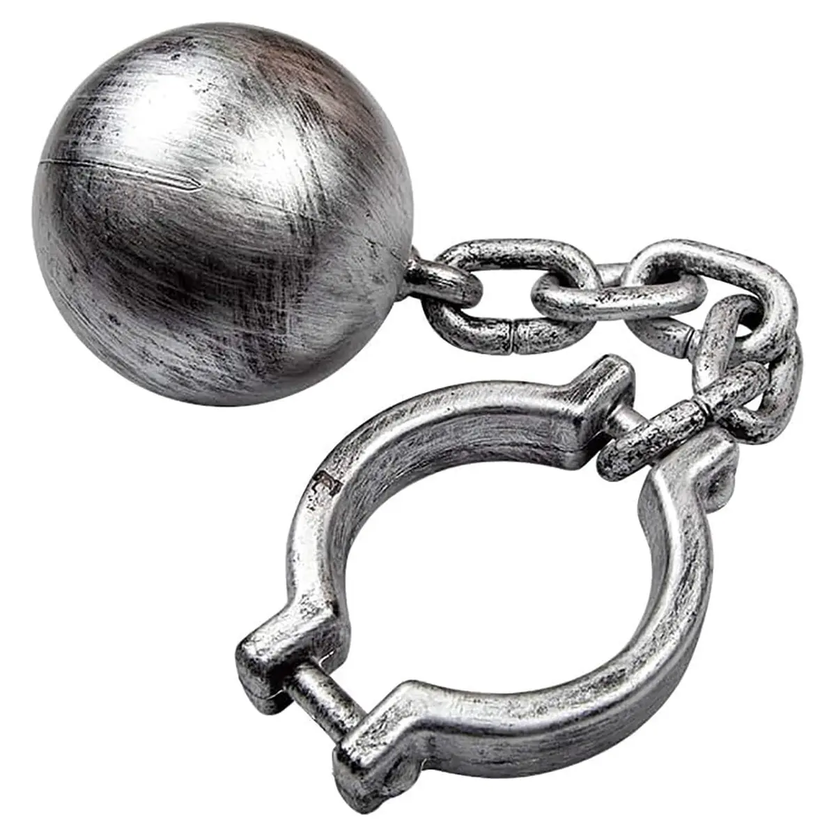 Deluxe Convict Ball & Chain Aged Silver Prisoner Halloween Prop 1