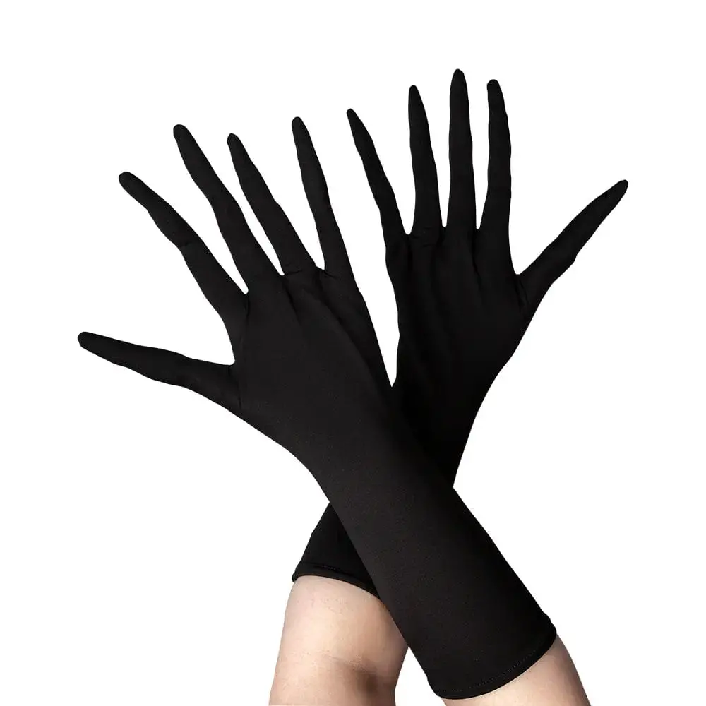 Adults Long Creepy Pointy Finger Gloves Black Halloween 45Cm 1