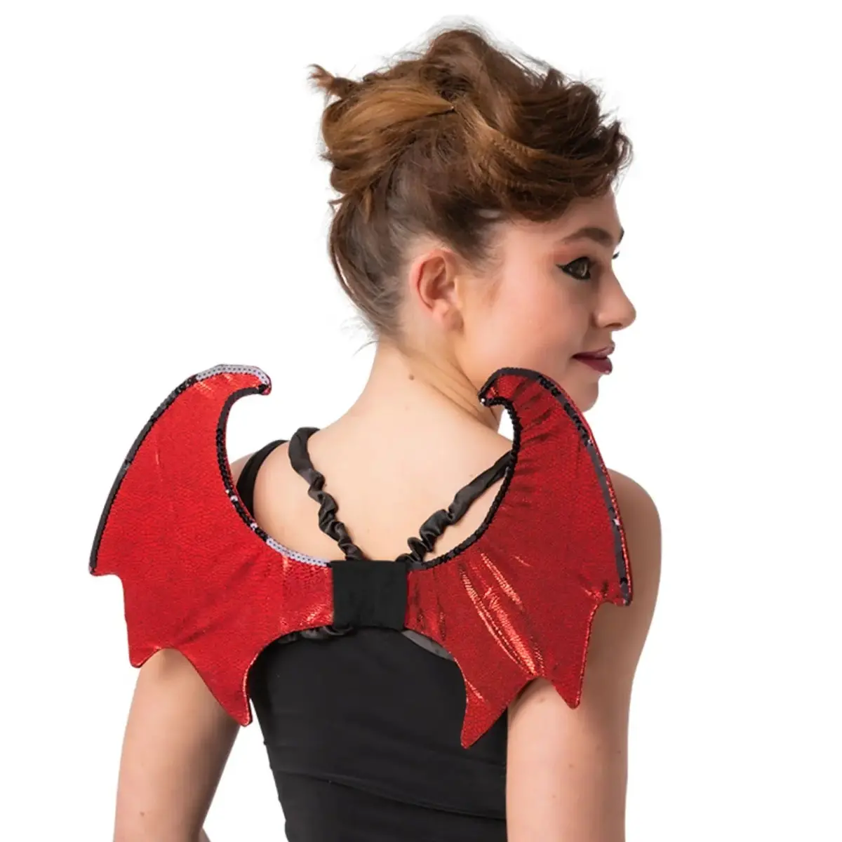 Adults Shiny Red Satanic Devil Wings Black Sequins Halloween 50Cm 1