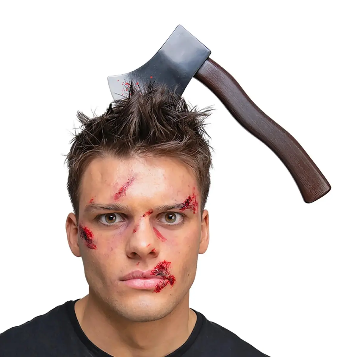 Adults Bloody Axe In The Head Horror Prop Zombie Woodsman Headband 1