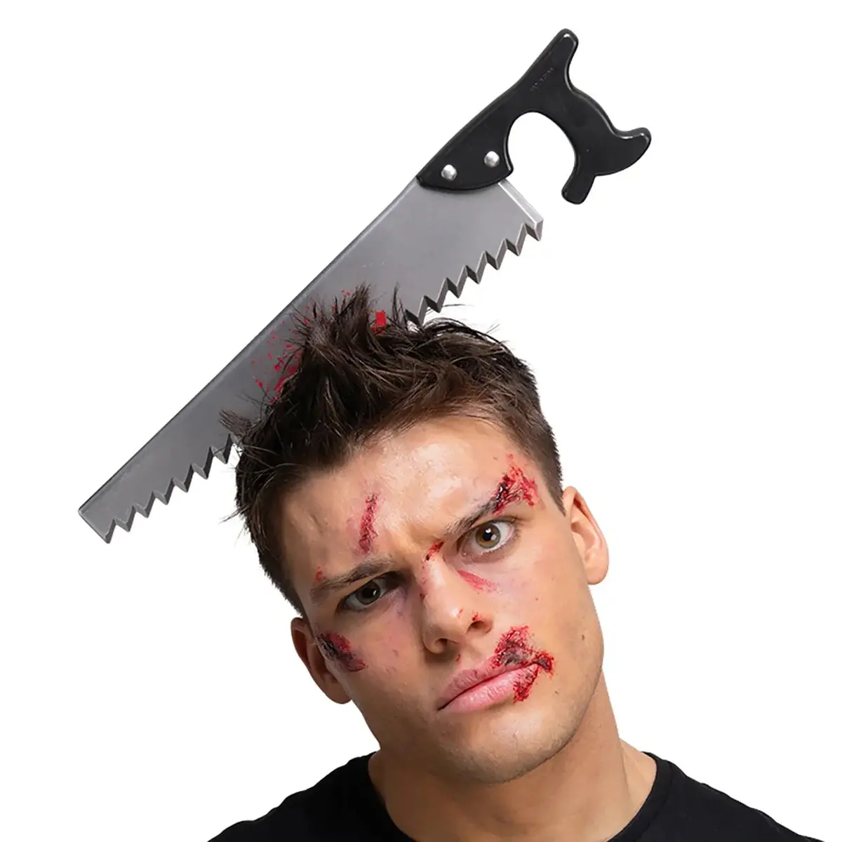 Adults Bloody Saw In The Head Horror Prop Zombie Joiner Headband 1