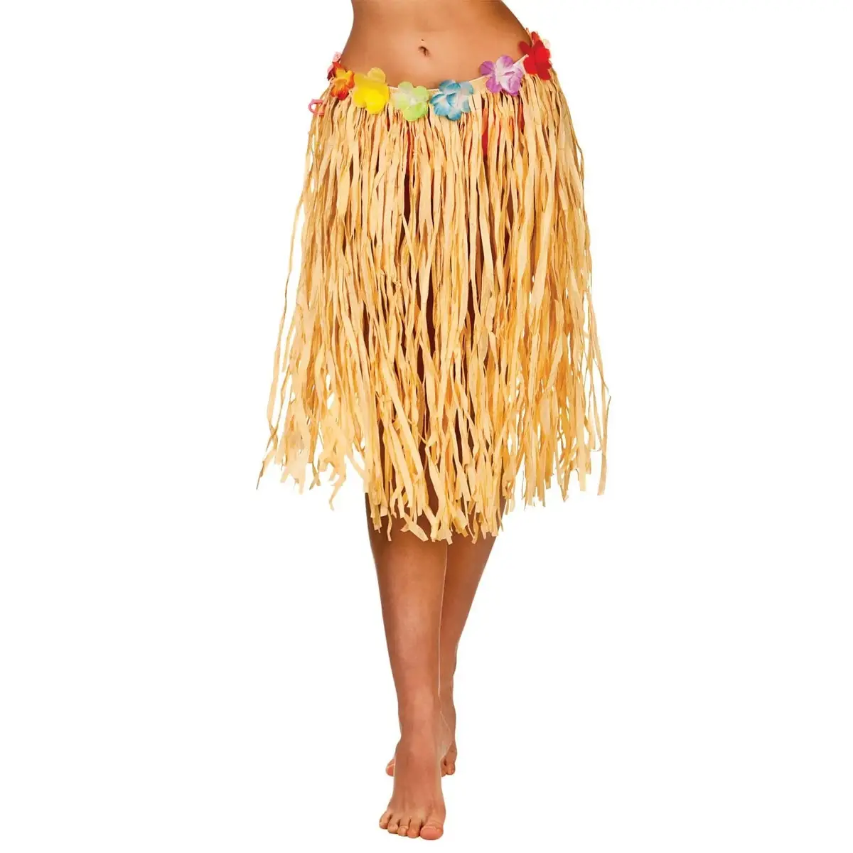 Hula Skirt Hawaiian Grass Flower Waist Beach Party 60Cm 1