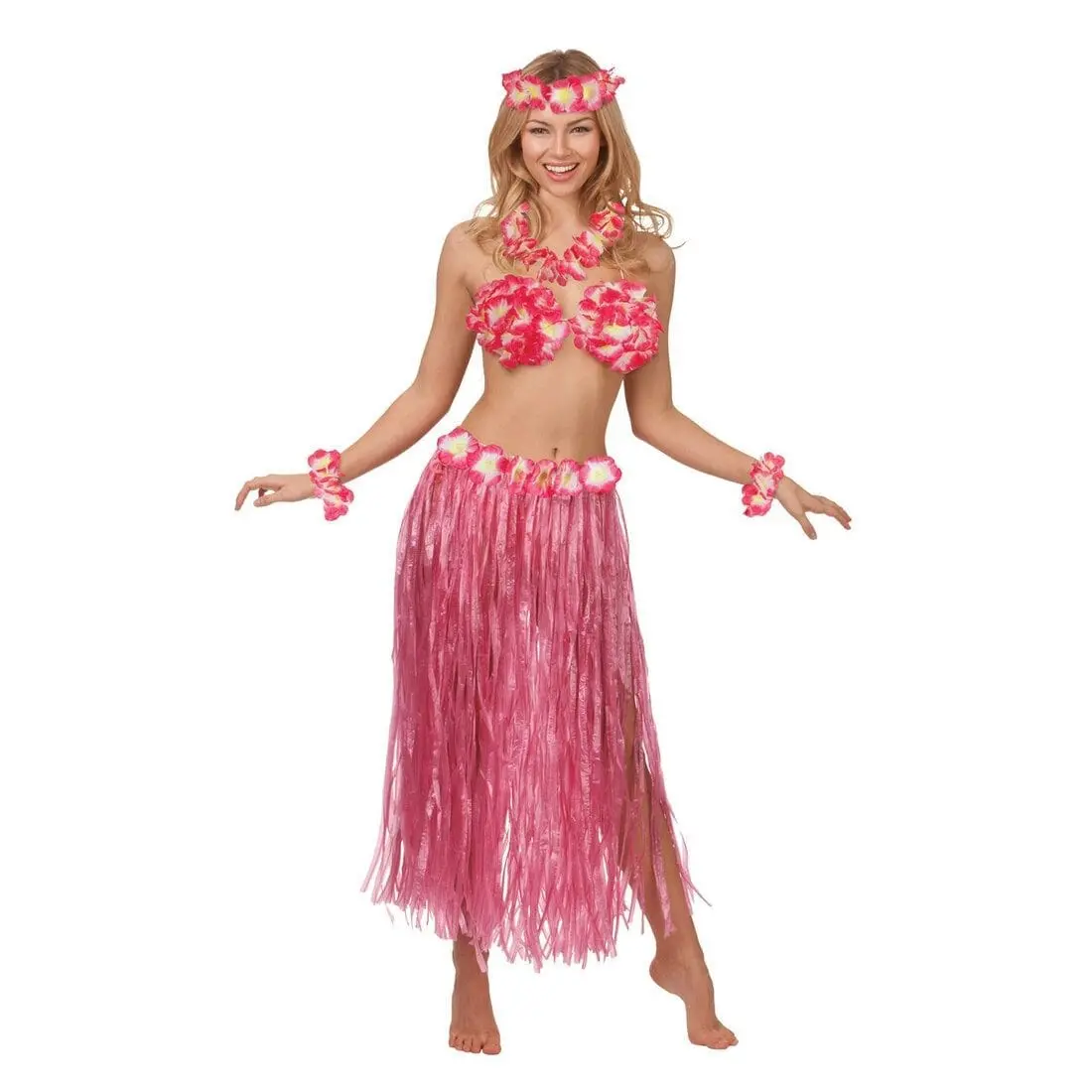 Womens Hawaiian Honey Hot Pink Fancy Dress Summer Costume 1