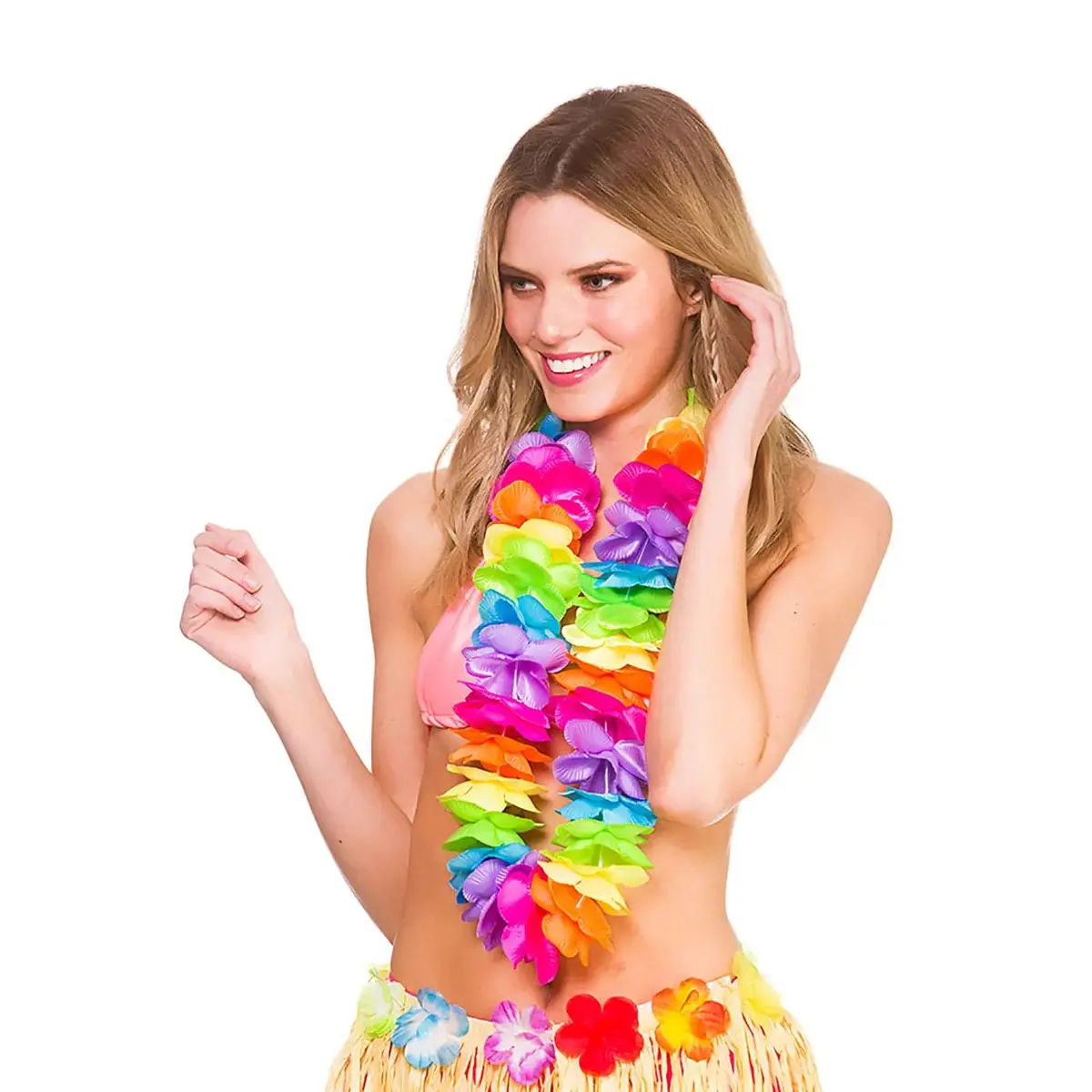 Deluxe Satin Flower Necklace Hawaiian Lei Garland 9Cm Petals 1