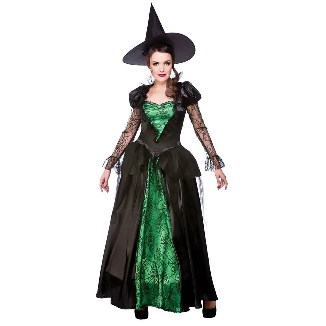 Womens Emerald Green Witch Queen Halloween Party Costume 1