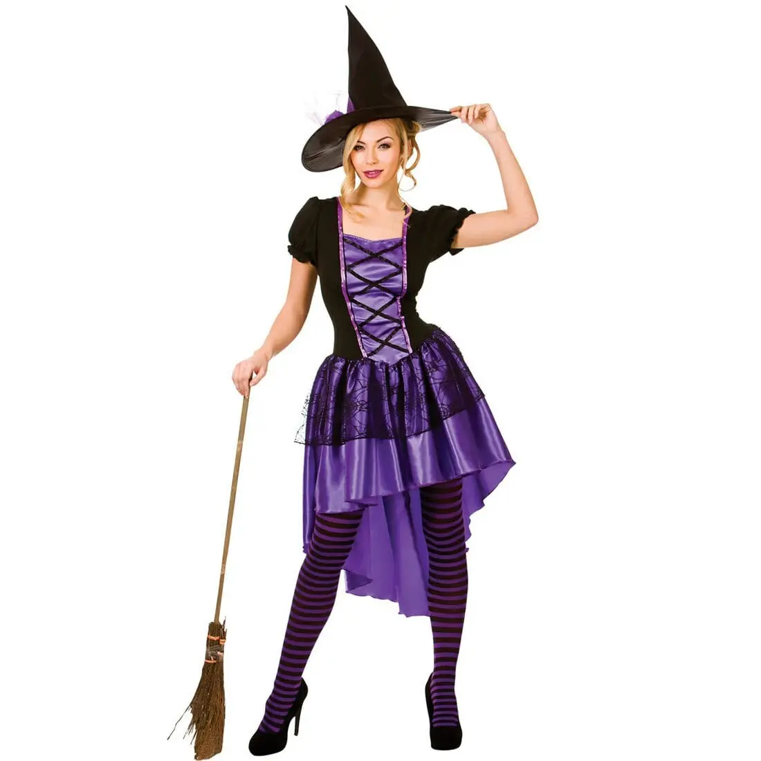 Glamorous Witch Womens Purple Black Halloween Costume 1