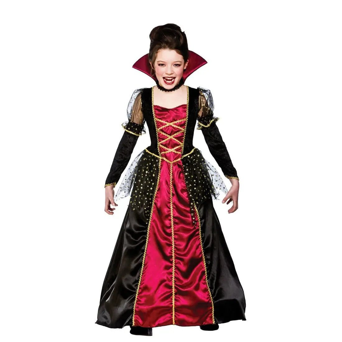 Girls Princess Vampira Fancy Dress Halloween Costume Party 1
