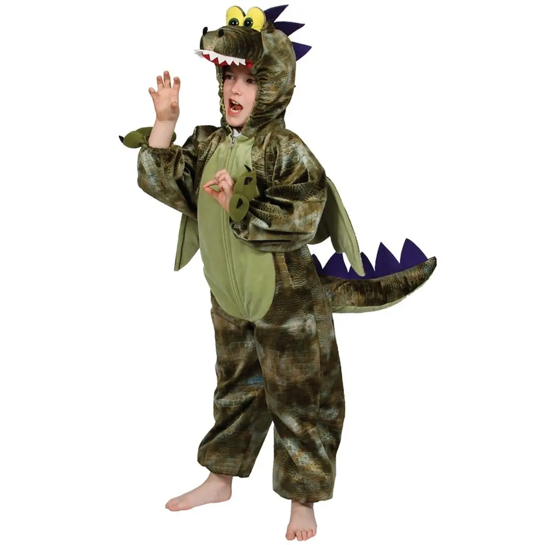 Kids Green Dinosaur Fancy Dress Halloween Party Outfit Costume 1