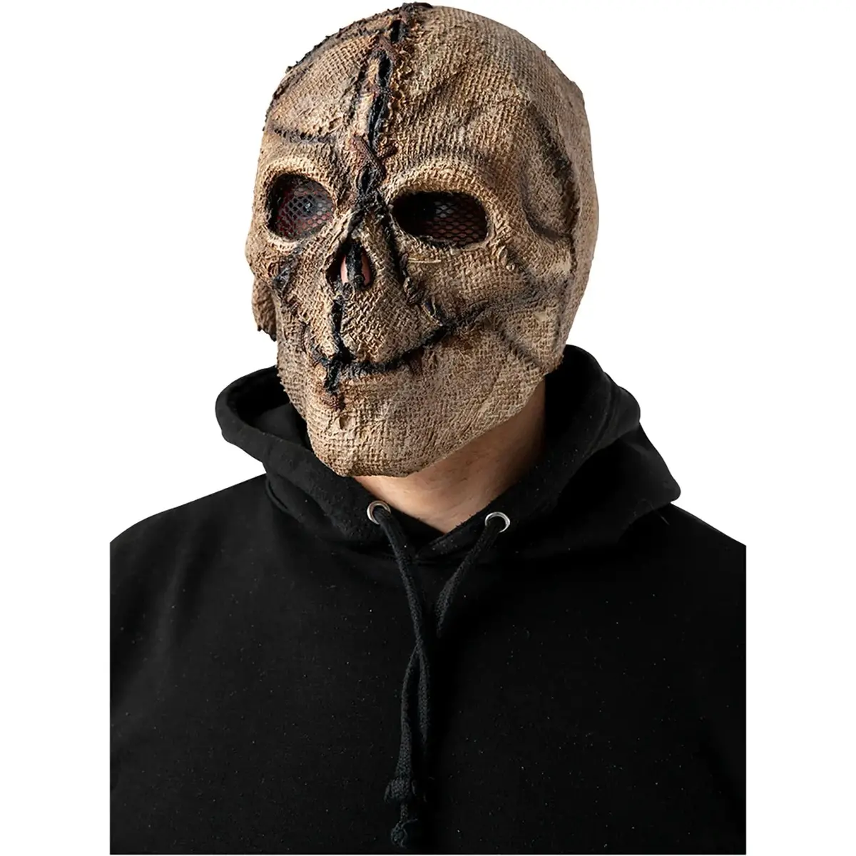 Evil Scarecrow Mask Full Head Jute Skull Stitching Fancy Dress 1
