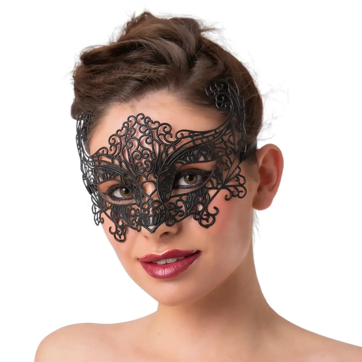 Filigree Eye Mask Black Lace Effect Masquerade Ball Face Cover 1