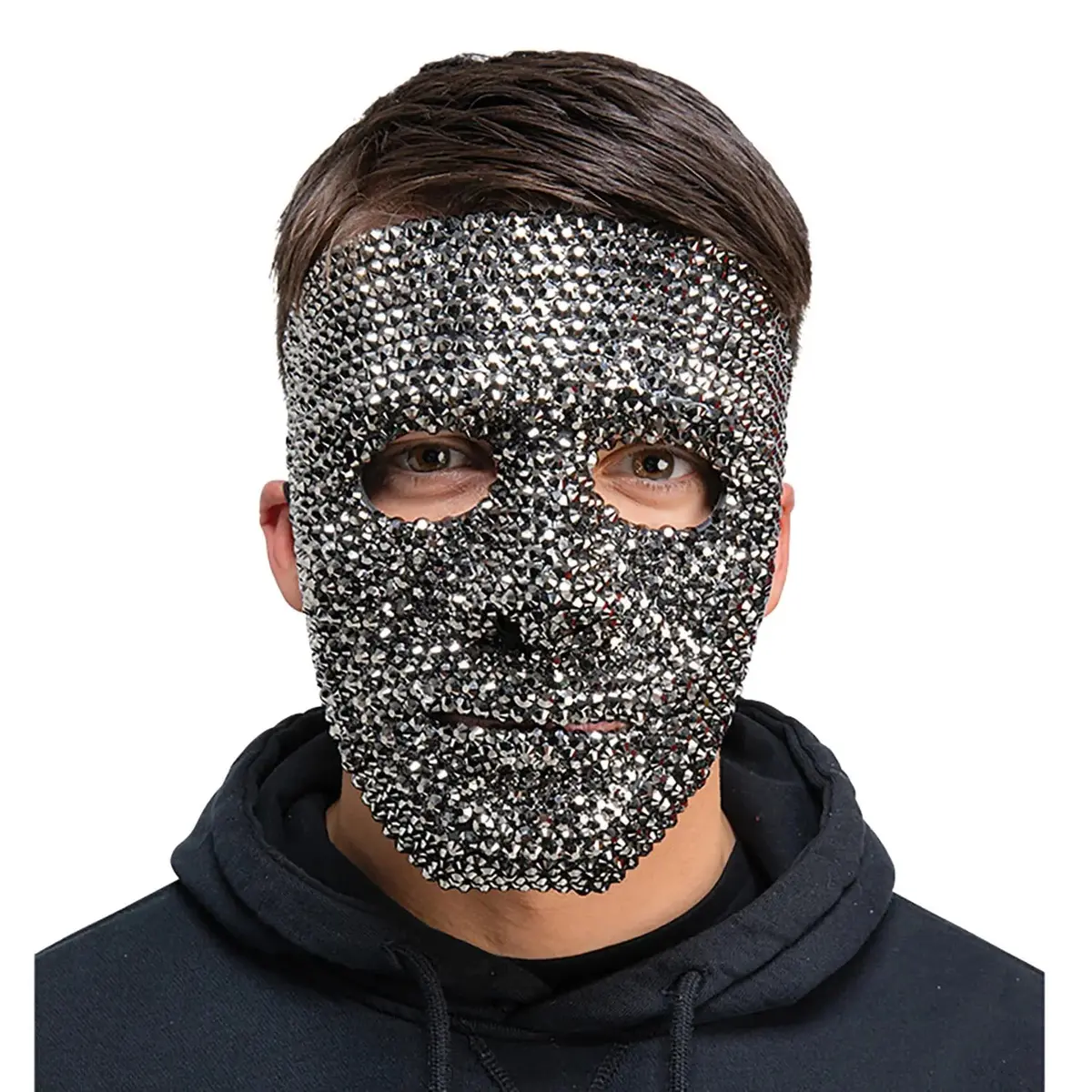 Adults Gun Metal Bling Robot Mask Masquerade Cyborg Fancy Dress 1