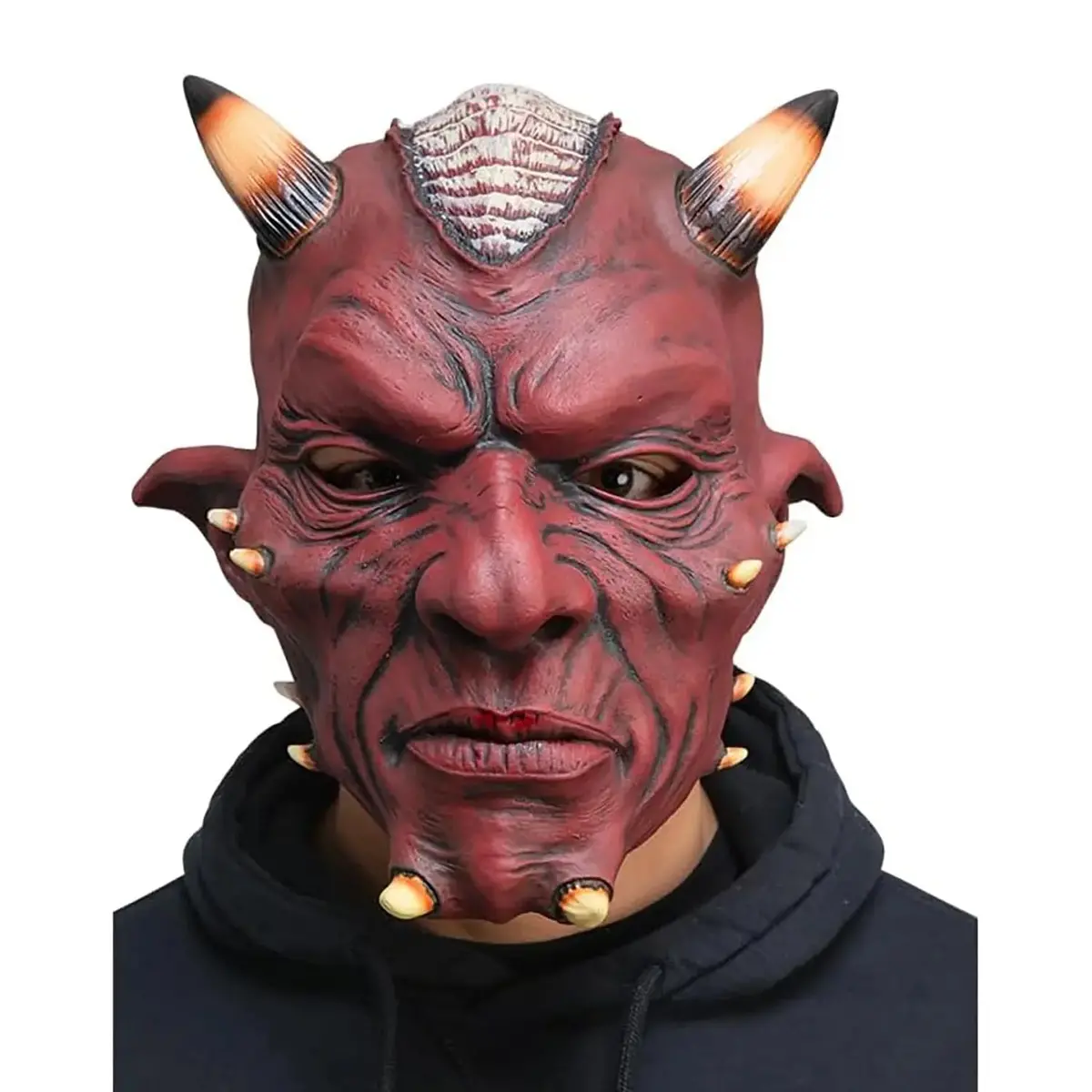 Red Devil Mask Full Head Cover Latex Satan Demon Fancy Dress 1