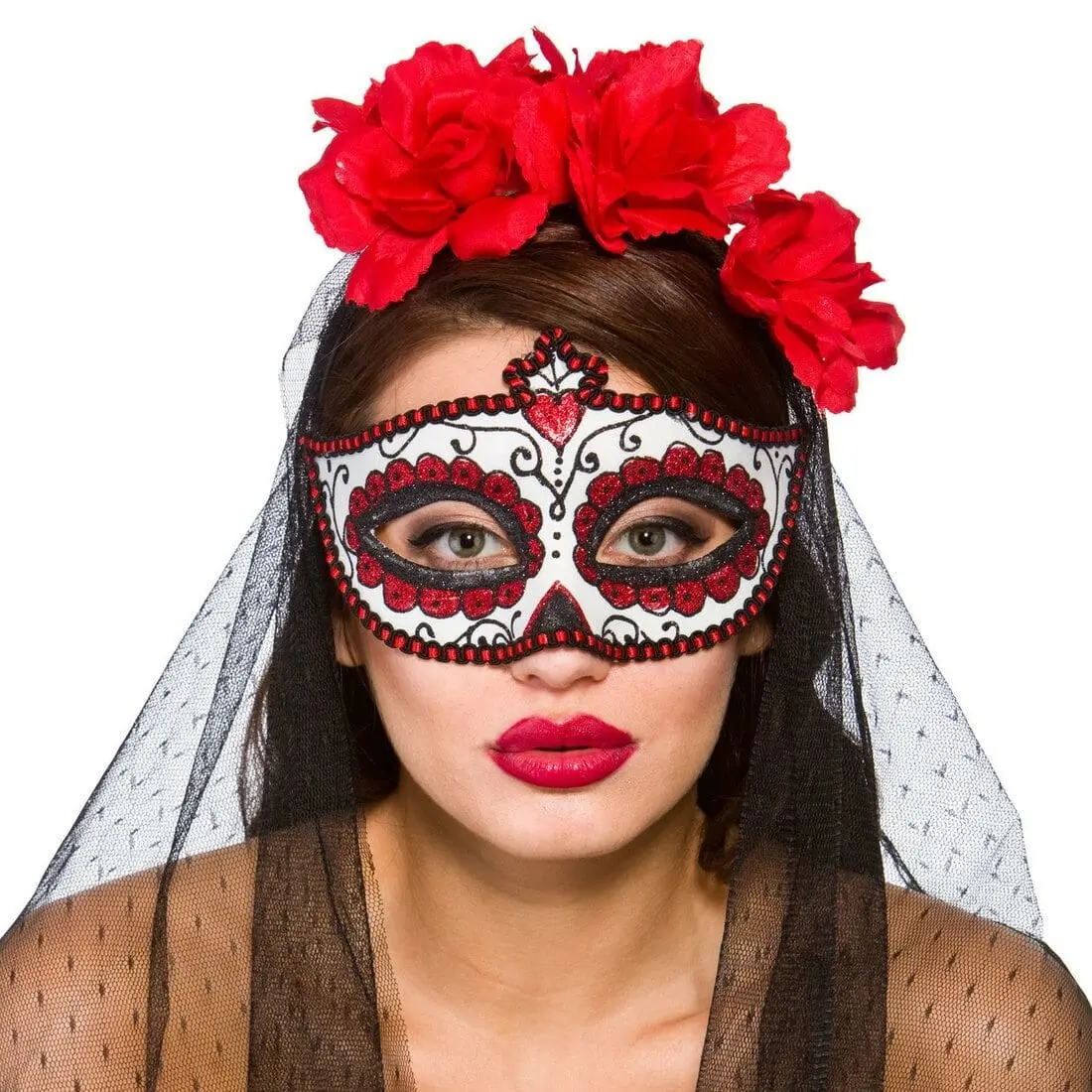 Adults Day Of The Dead Eye Mask Fancy Dress Accessory 1