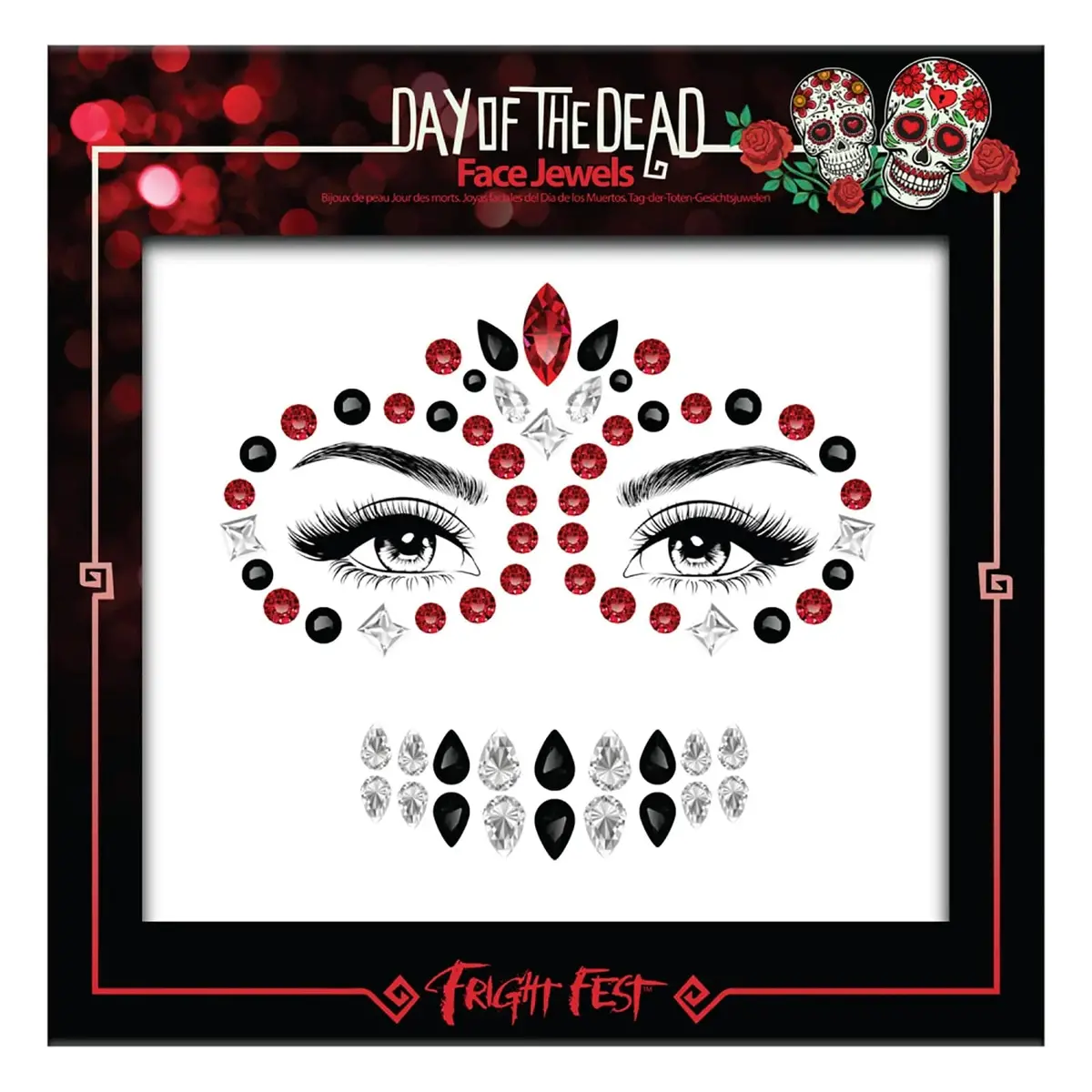 Fright Fest Face Jewels Day Of The Dead Stick On Gems Fancy Dress 1