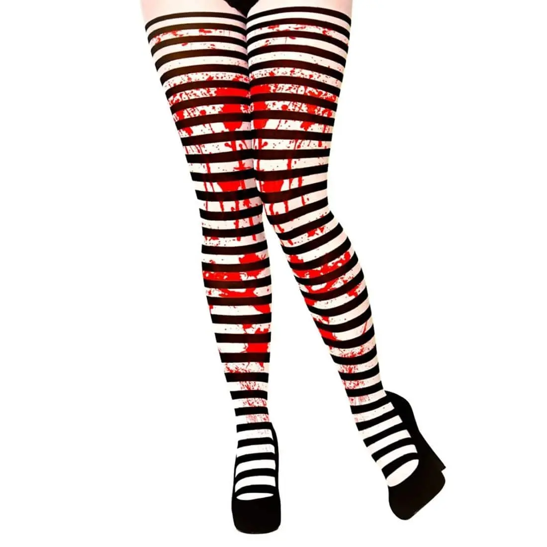 Candy Stripe Blood Splattered Tights Halloween Fancy Dress 1