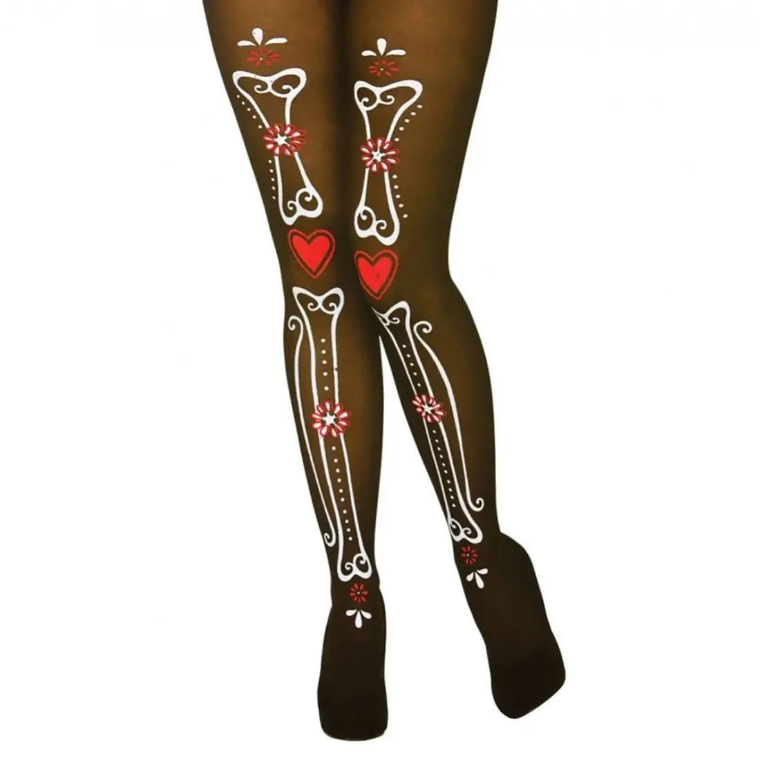 Black Day Of The Dead Tights Skeleton Halloween Fancy Dress 1