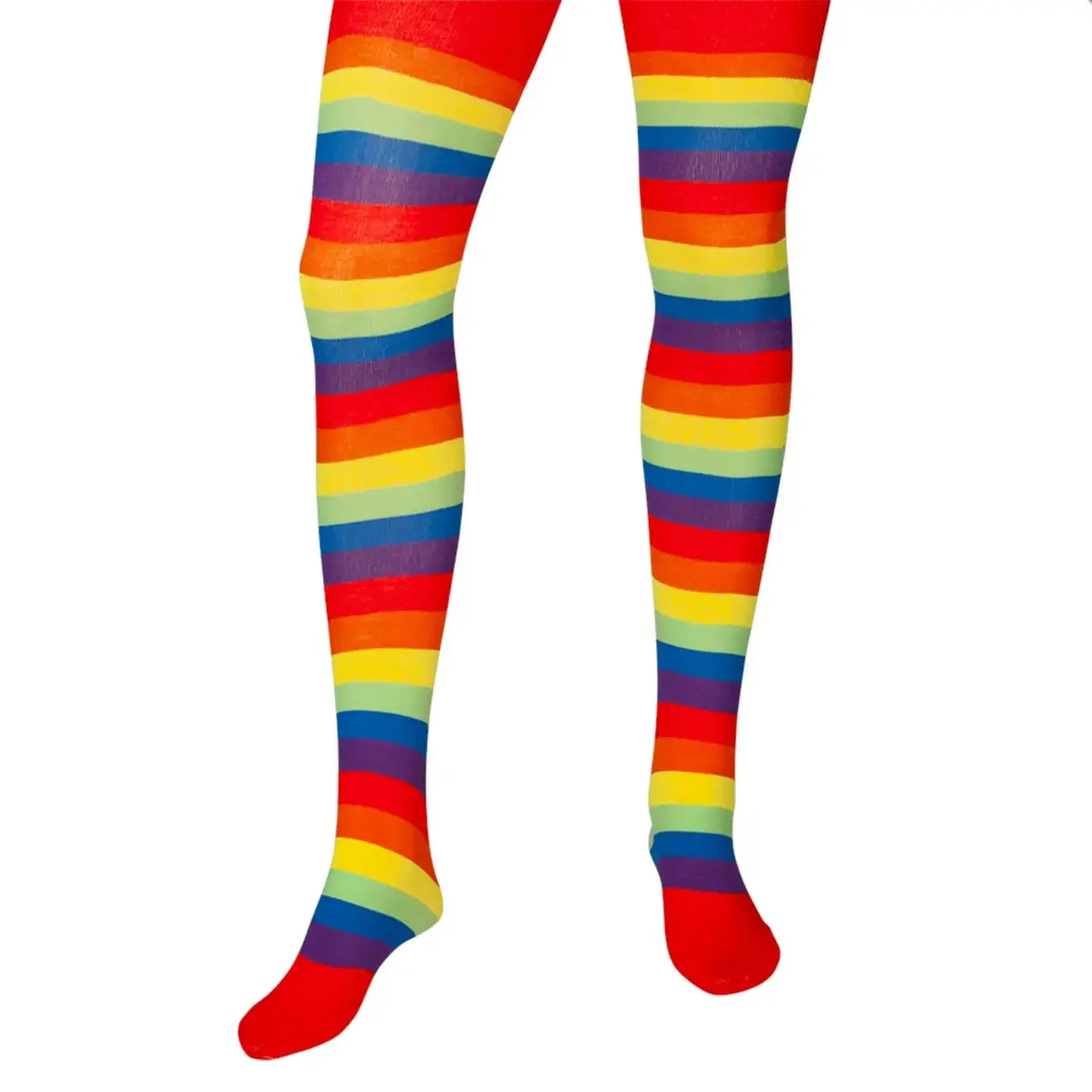 Adults Rainbow Tights Striped Colour Circus Clown Fancy Dress 1