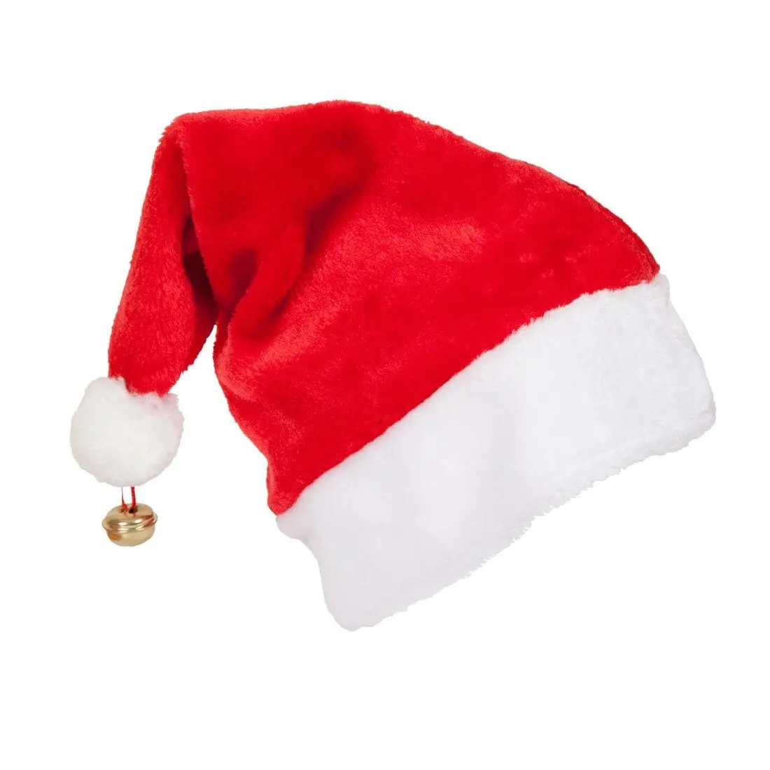 Deluxe Santa Hat With Bell Red Adults Christmas One Size 1