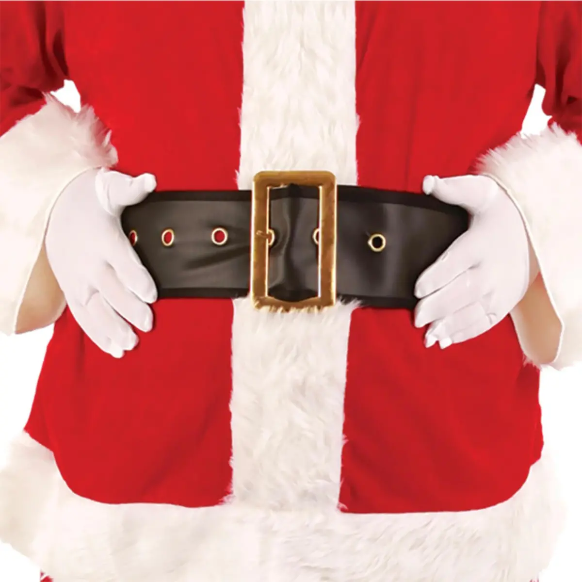 Adults Deluxe Santa Belt Black Gold Finish Buckle Fancy Dress 1