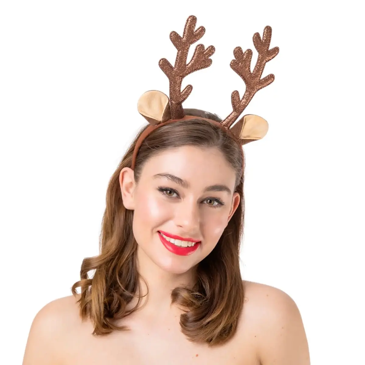 Adults Reindeer Antlers Headband Sparkling Glitter Party Hat 1