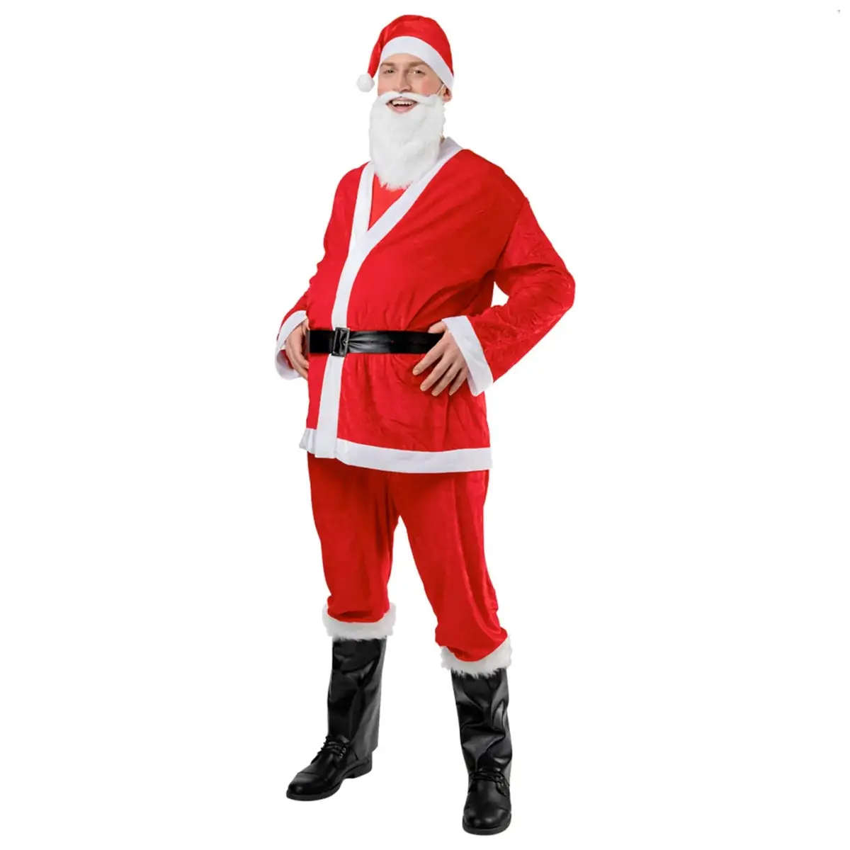 Adults Deluxe Velour Santa Suit 6Pc Father Christmas Costume 1