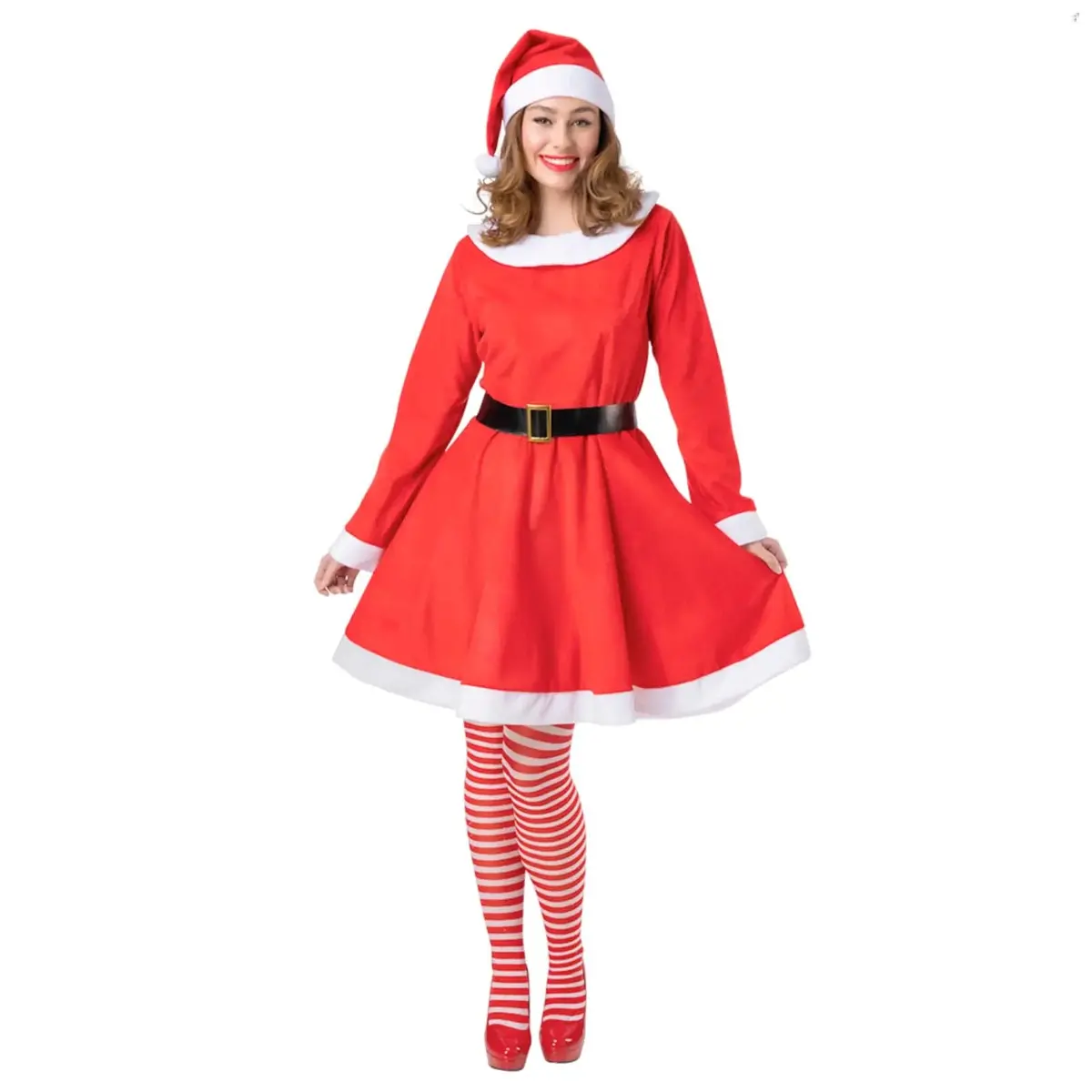 Adults Deluxe Velour Mrs Santa Claus Christmas Party Costume 1