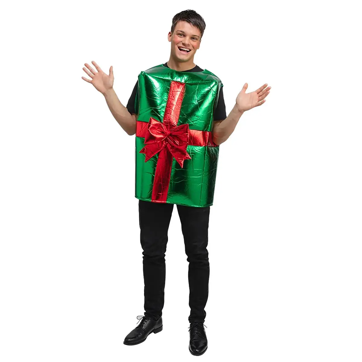 Adults Christmas Gift Party Costume Green Red Present One Size 1