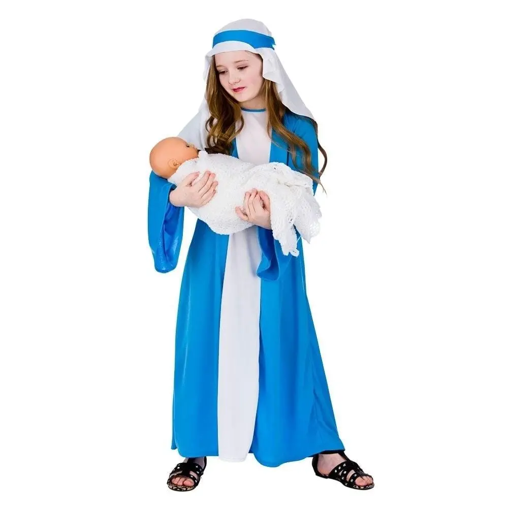 Girls Mary Nativity Play Dress Up School Costume Christmas 1