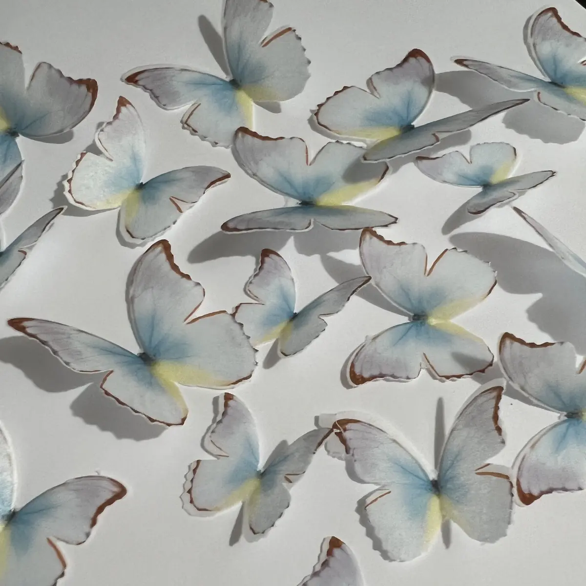 Purple Blue & Yellow Pre-Cut Edible Wafer Butterflies 1