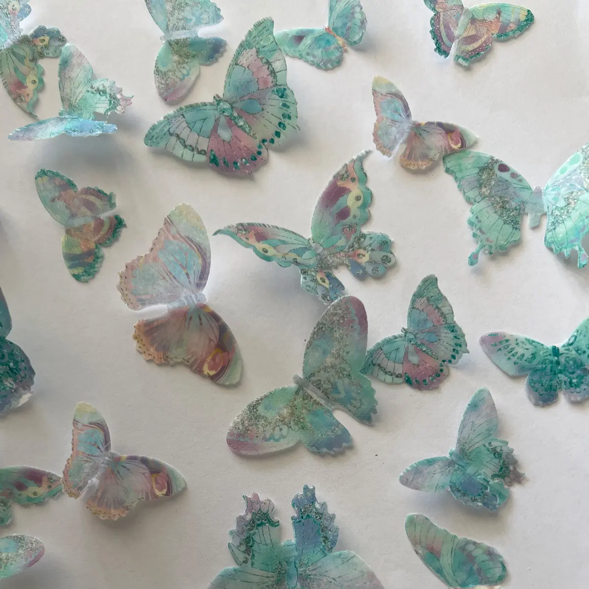 Multi-Coloured Pre-Cut Edible Wafer Butterflies 1
