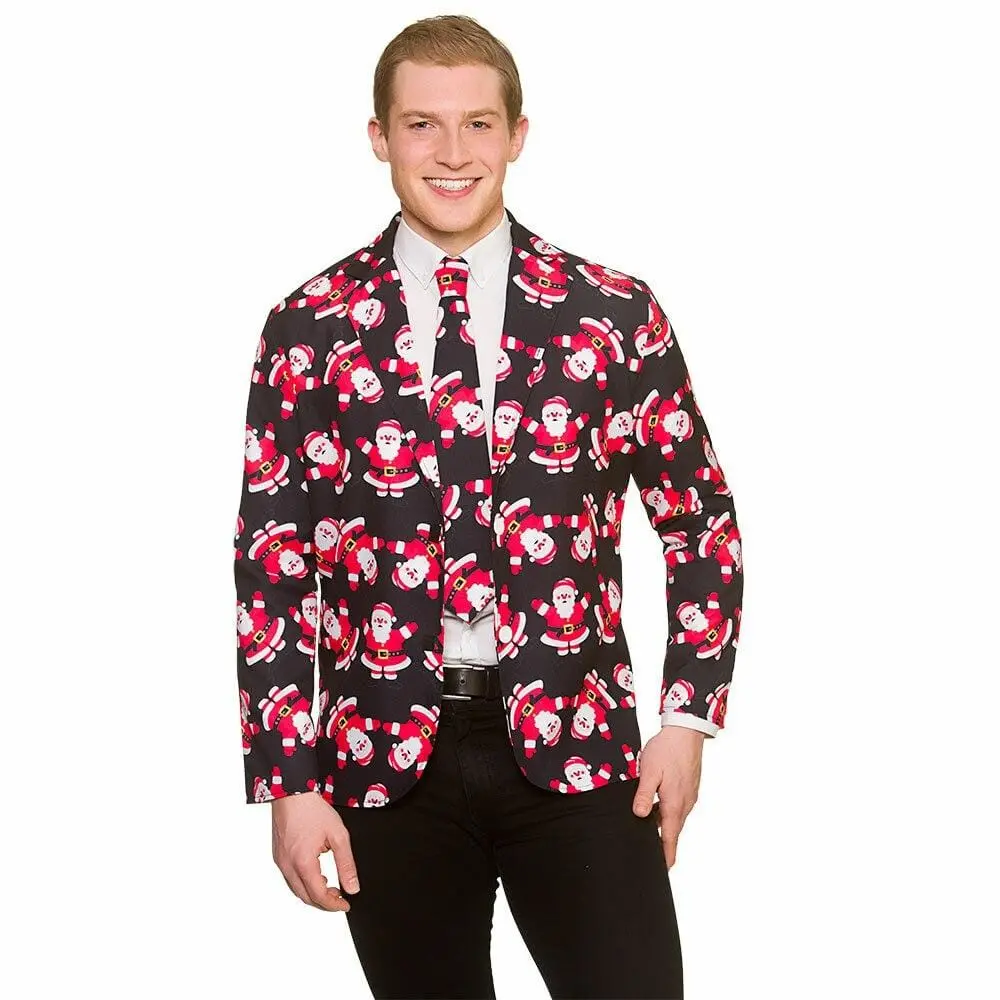Cool Christmas Mens Jacket & Tie Set Fancy Dress Party Fun 1