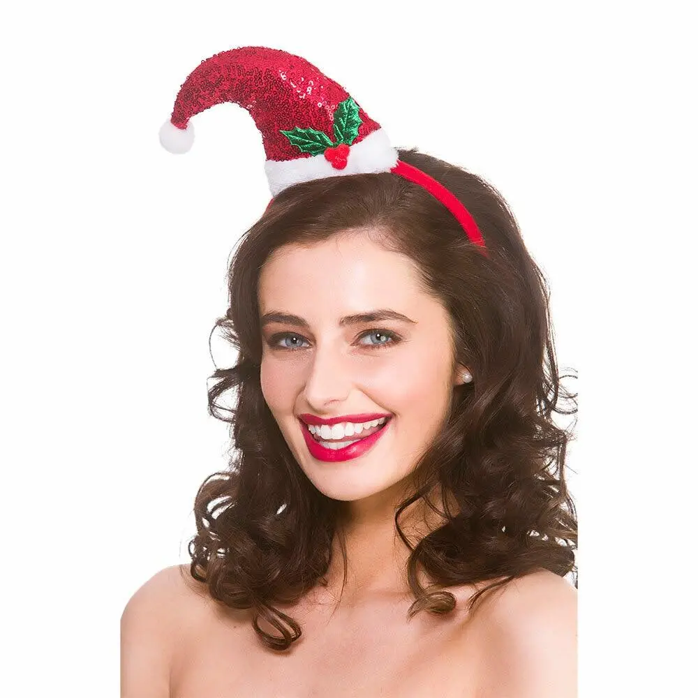 Adults Sequin Santa Hat Headband Christmas Party Novelty 1