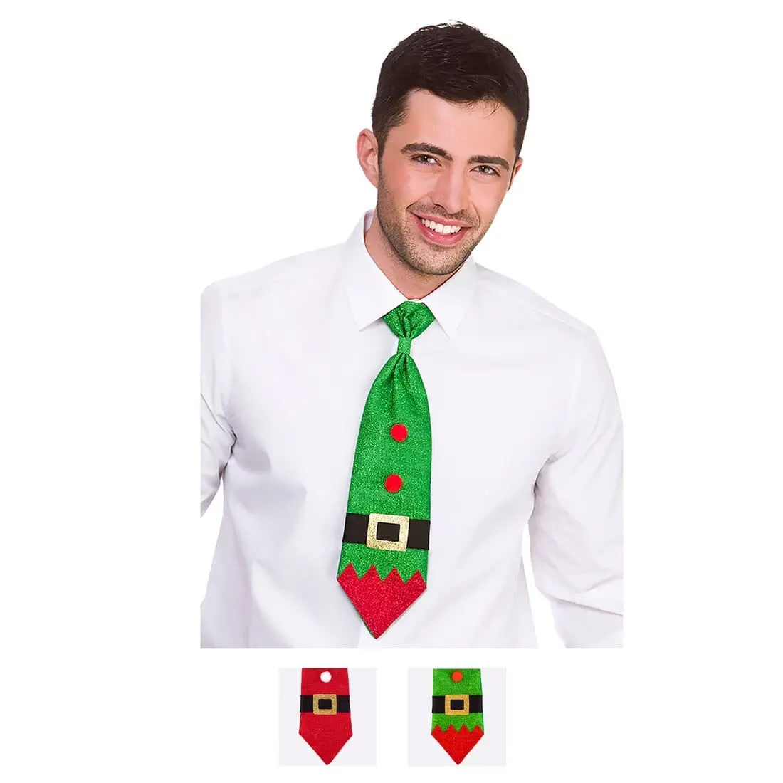 Glitter Christmas Tie Novelty Santa Elf Fancy Dress Party 1