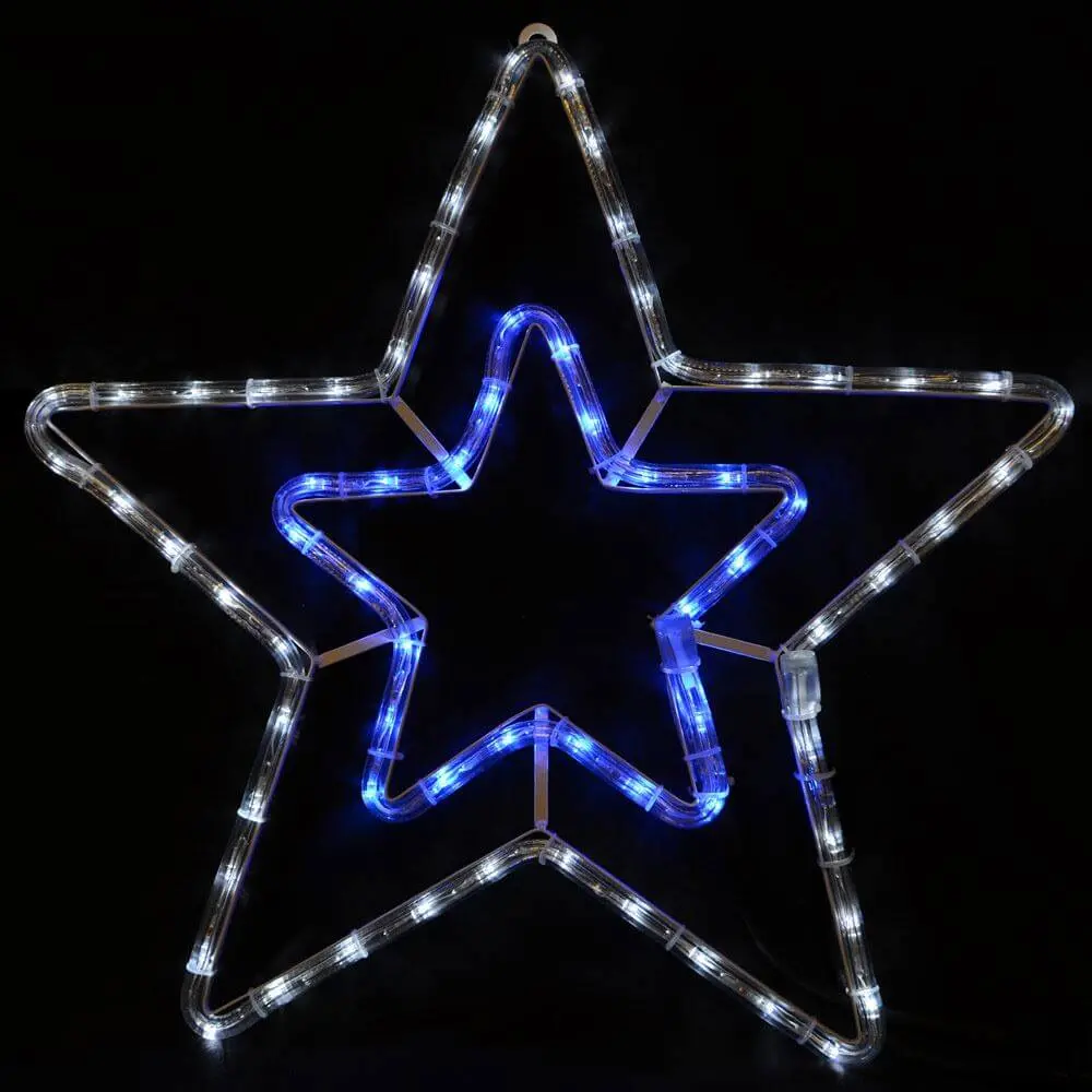 Christmas Star Outdoor Rope Light Flashing Blue White 55Cm 1