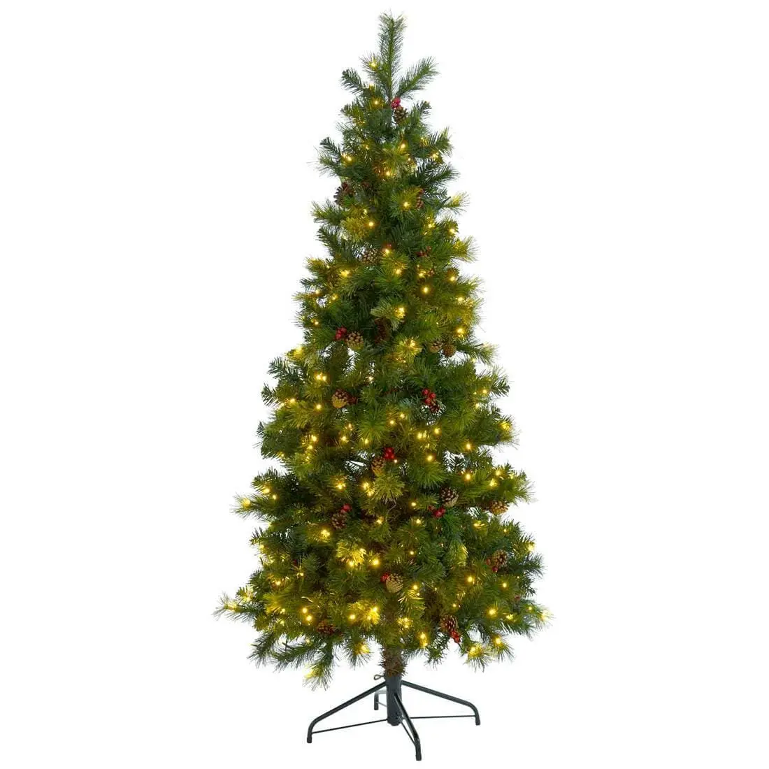 6Ft Artificial Slim Green Pre-Lit Decorated Christmas Tree 1