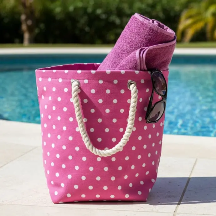 Womens Polka Dot Canvas Beach Shoulder Bag Shopping Tote (Slight Seconds) 1