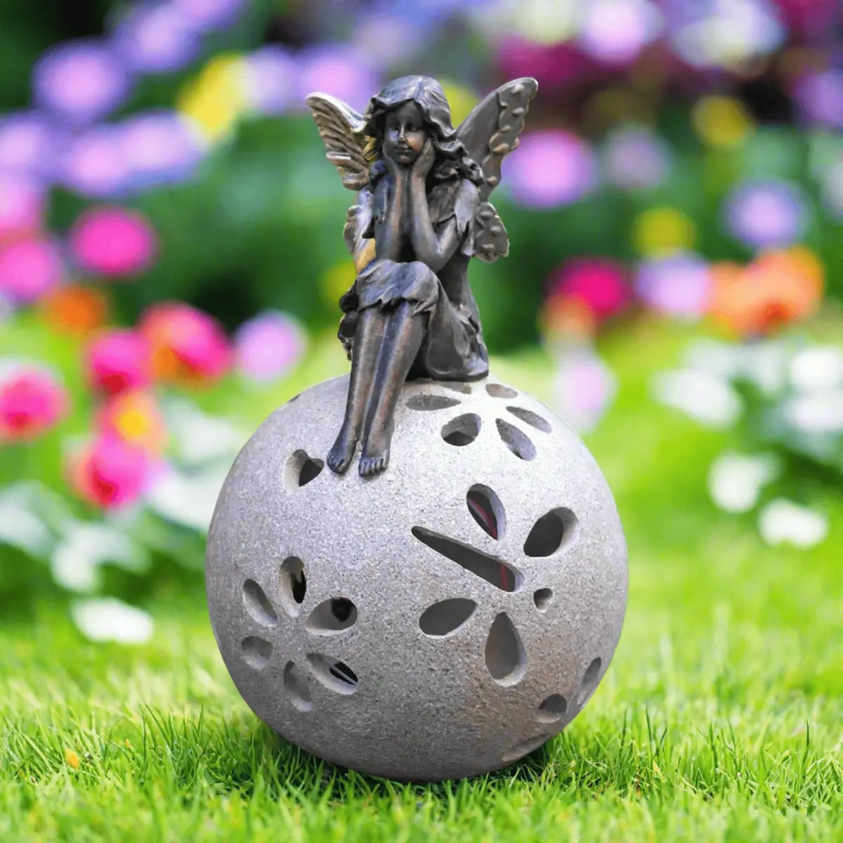 Solar Power Garden Ornament Light Sitting Angel Fairy 1